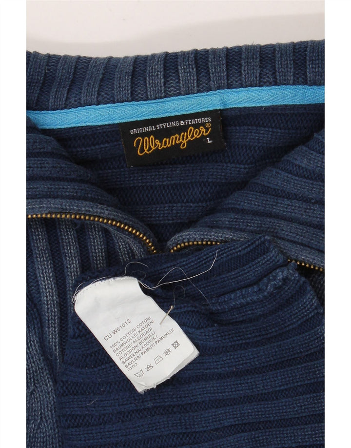 Wrangler Jersey con cuello y cremallera para hombre, talla grande, algodón azul marino