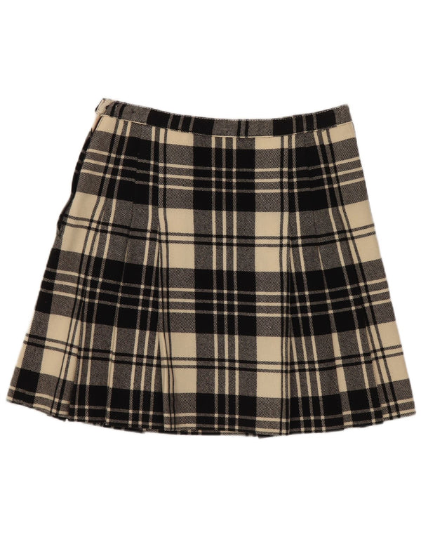 Vintage mujer mini falda W26 pequeño cuadros negros