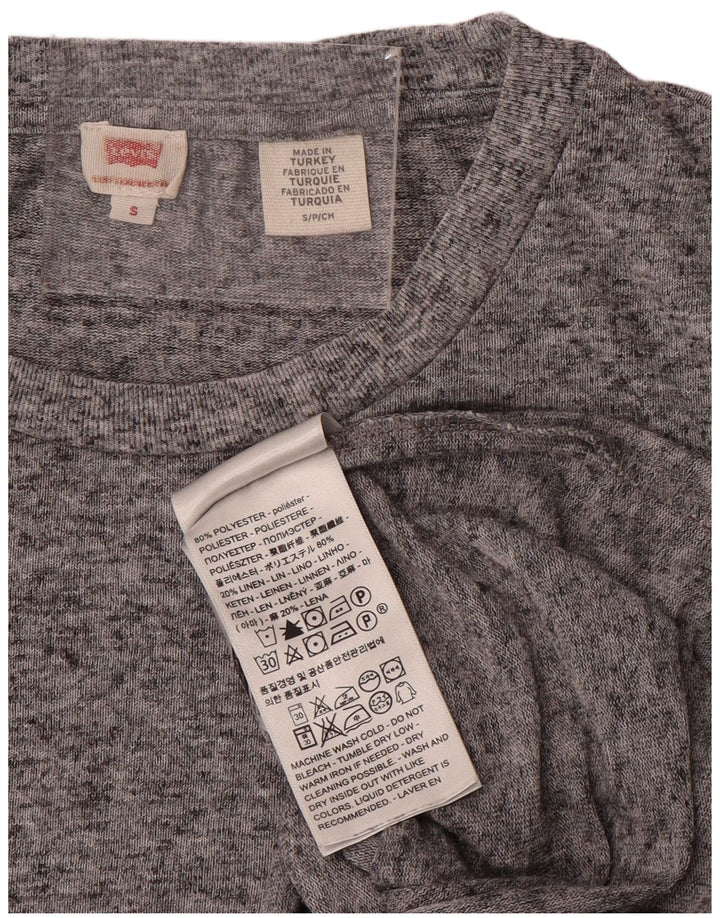 LEVI'S Camiseta para mujer Top UK 10 Small Grey Moteado Poliéster