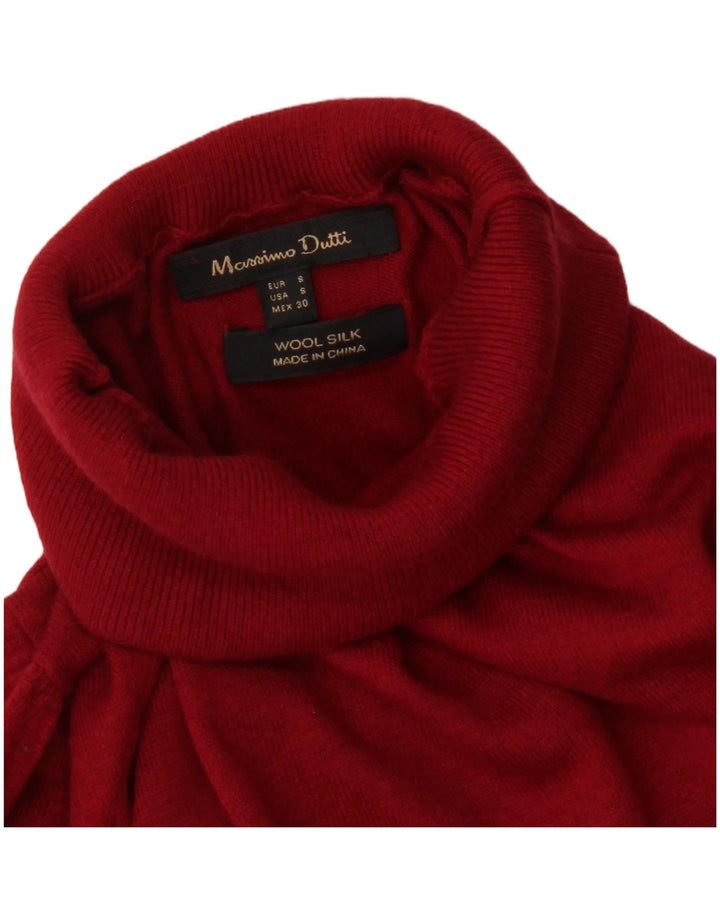 Massimo Dutti Jersey de cuello vuelto para mujer UK 10 Small Red Wool