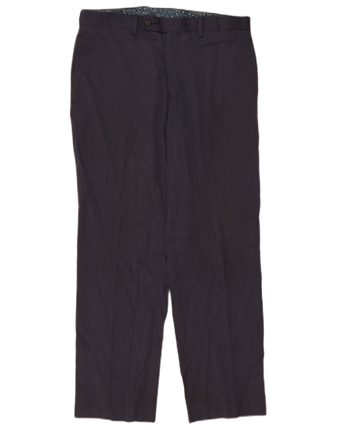 Ralph Lauren Pantalón de traje recto para hombre W33 L30 Poliéster azul marino