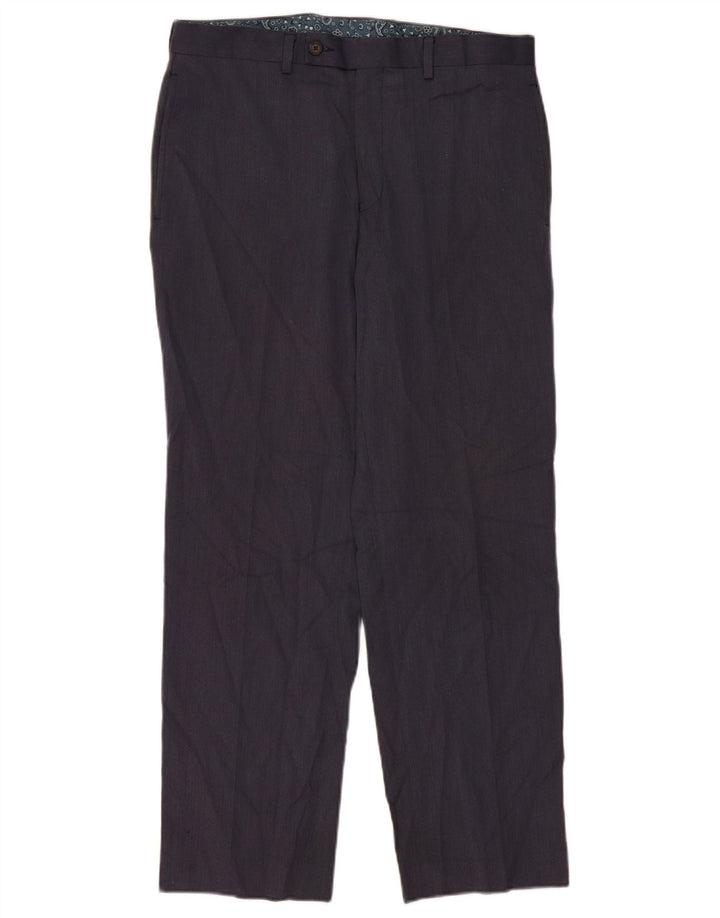 Ralph Lauren Pantalón de traje recto para hombre W33 L30 Poliéster azul marino