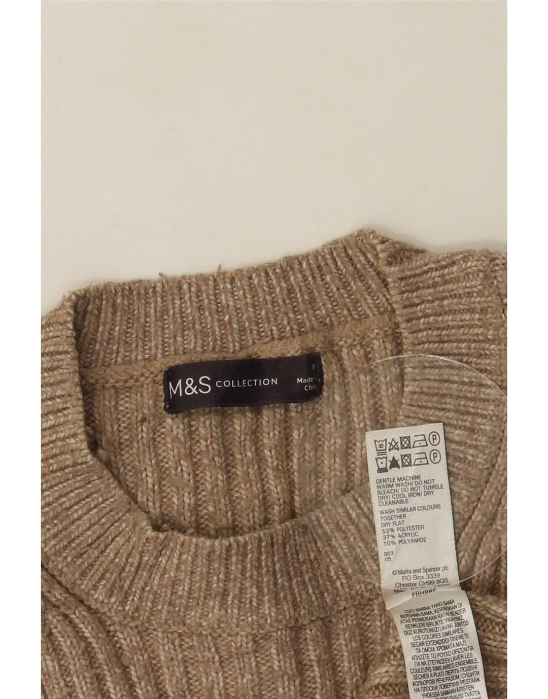 Marks & Spencer - Jersey de cuello redondo para mujer, talla 40, color beige medio