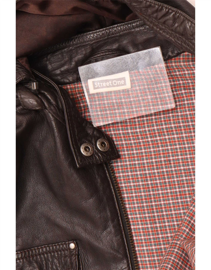 Chaqueta de cuero con capucha para mujer Street One UK 44 Cuero marrón medio