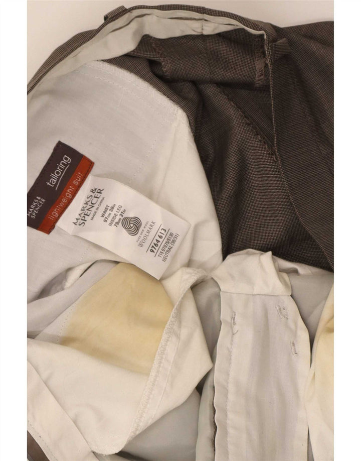 Marks & Spencer Pantalón de traje recto para hombre W38 L31 Lana virgen gris