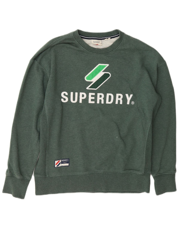 Superdry Hombre Graphic Loose Fit Sudadera Jumper XS Algodón Verde