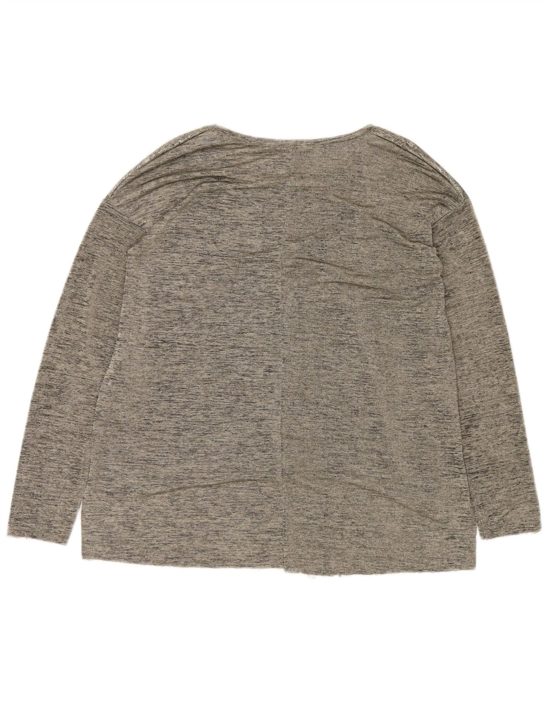 Zara Mujer Top Manga Larga UK 44 Poliéster Moteado Gris Medio Moderno