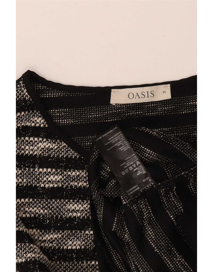 Oasis Mujer Top Manga Larga UK 42 Medio Negro Rayas Poliéster