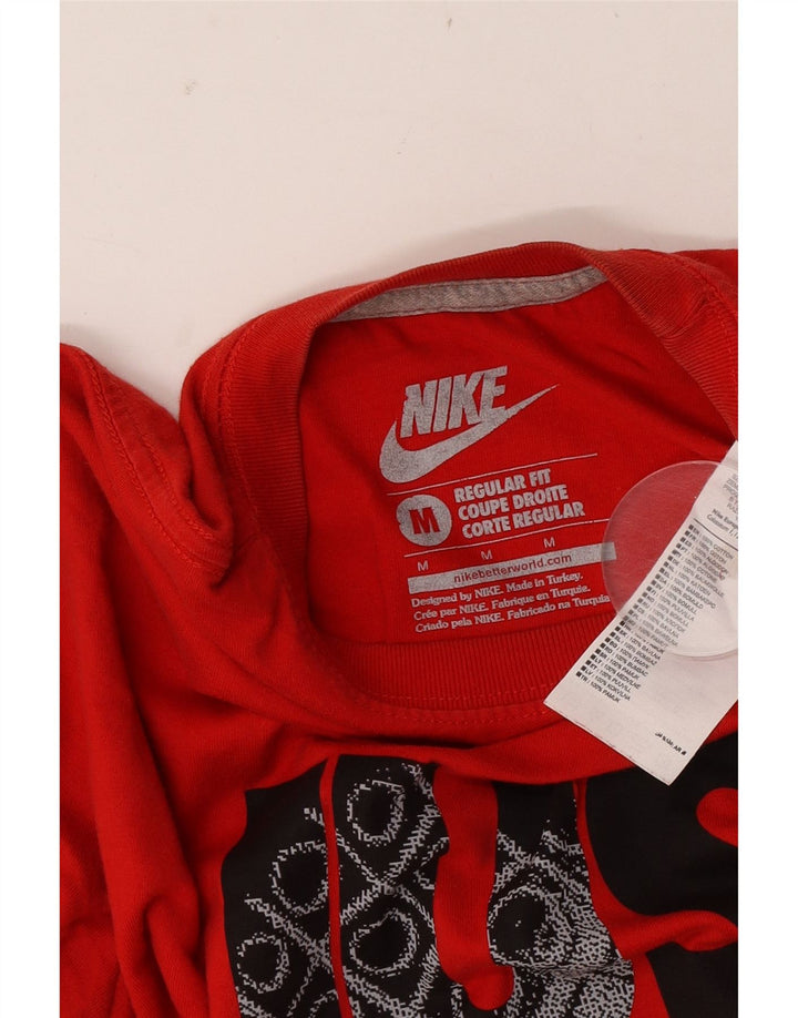 Camiseta Nike de corte regular con gráfico para hombre, parte superior de algodón rojo mediano