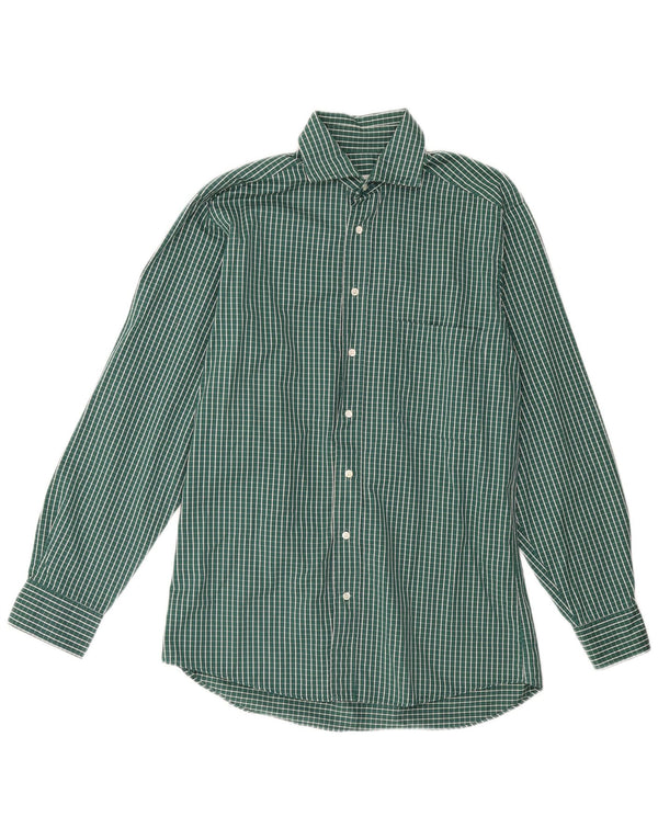 HUGO BOSS Camisa para hombre Talla 38 Algodón a cuadros verde medio