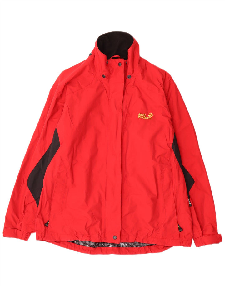 JACK WOLFSKIN Chaqueta impermeable extragrande para mujer UK 40 XL Rojo Colorblock