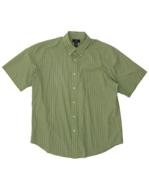 DOCKERS Camisa de manga corta para hombre Talla 16 1/2 Algodón a cuadros verde grande