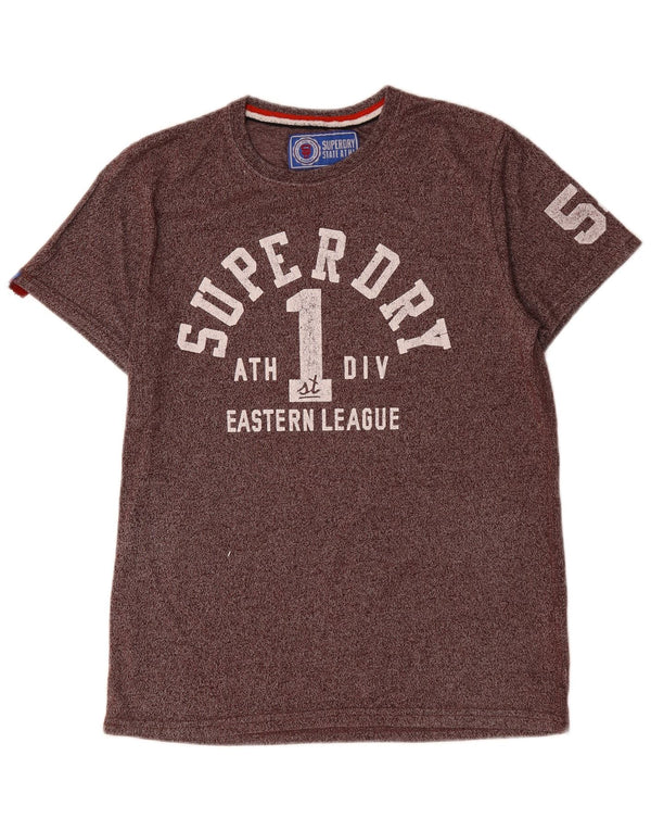 Superdry Camiseta gráfica para hombre Top grande de algodón moteado en color burdeos