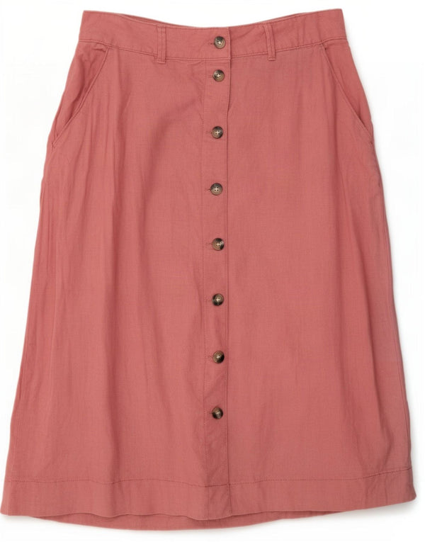 Marks & Spencer Falda midi de cintura alta para mujer UK 14 Large W30 Pink Linen