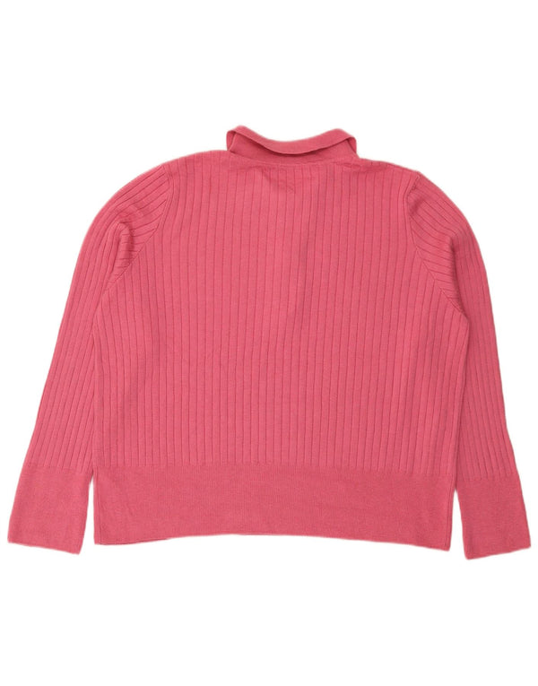 Marks & Spencer Jersey de cuello polo para mujer UK 22 3XL Acrílico rosa