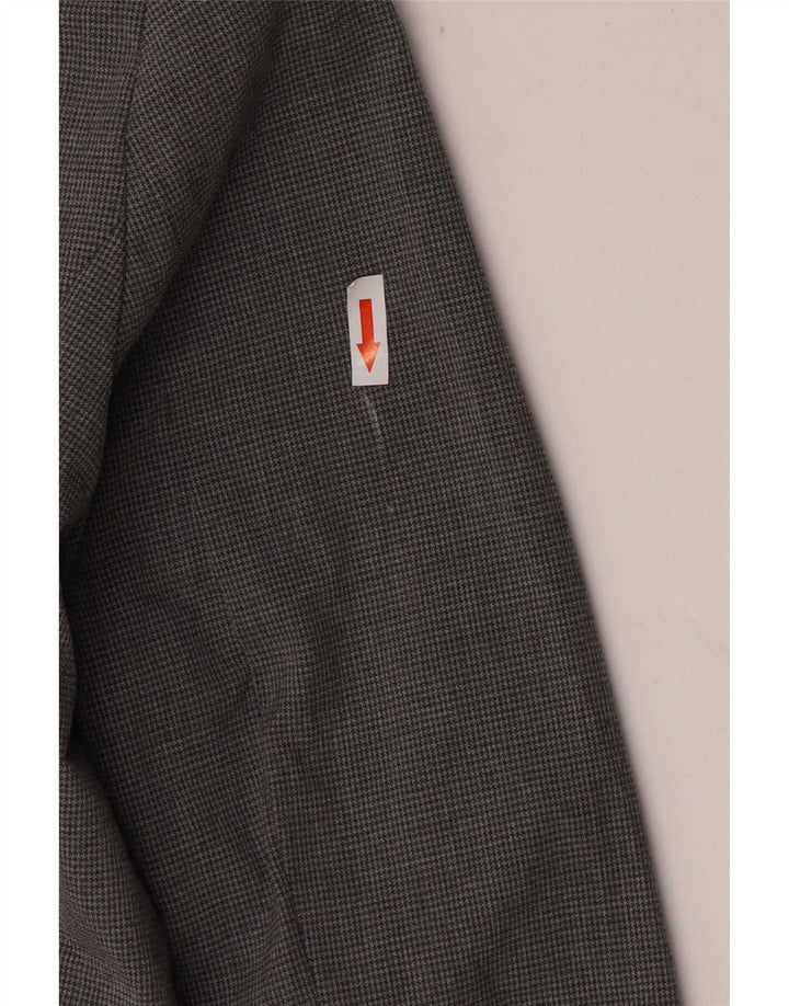 Zara Mujer Chaqueta Blazer De 1 Botón EU 38 Poliéster De Pata De Gallo Gris Pequeño