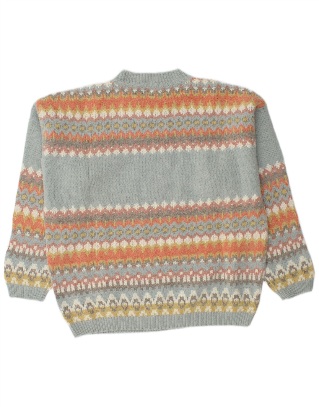 Sisley Jersey De Cuello Redondo Para Hombre Jersey De Lana Fair Isle Multicolor Mediano