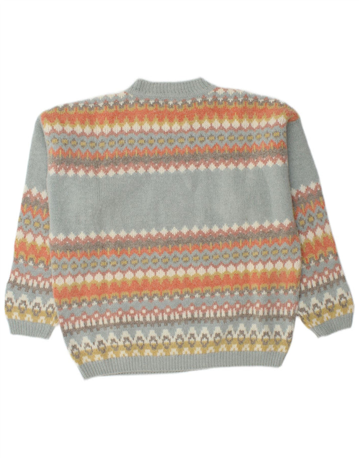 Sisley Jersey De Cuello Redondo Para Hombre Jersey De Lana Fair Isle Multicolor Mediano