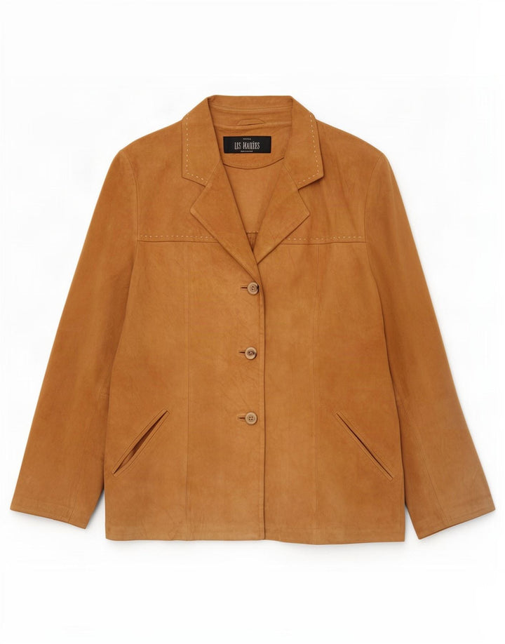 Chaqueta De Ante Mujer Les Marees IT 44 Cuero Beige Medio
