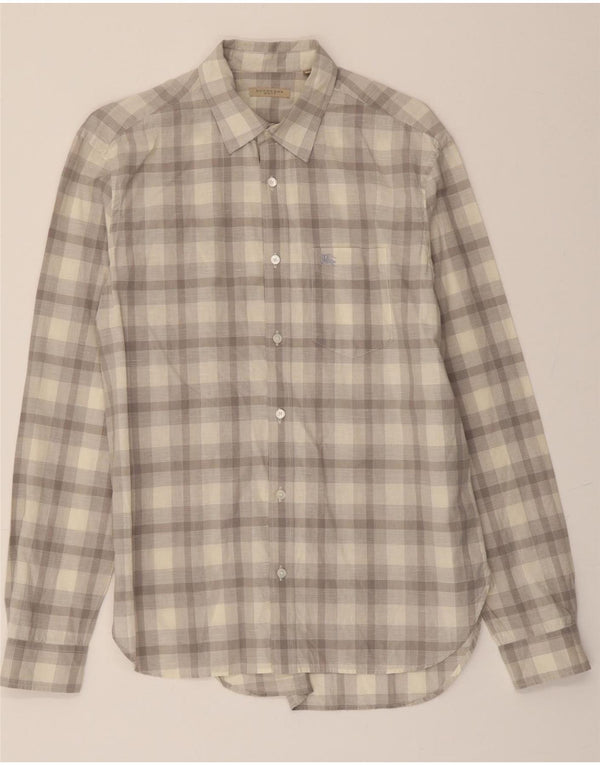 BURBERRY Mens Shirt Medium Grey Check Cotton