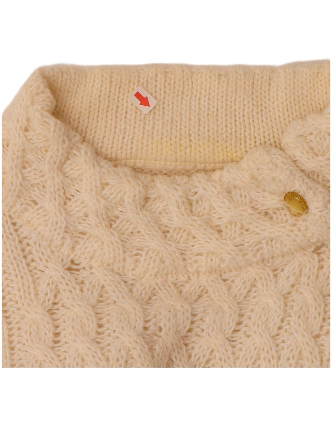 VINTAGE suéter de jersey de cuello de tortuga para mujer Reino Unido 16 grande de color blanco apagado