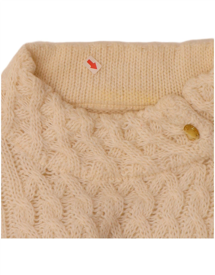 VINTAGE suéter de jersey de cuello de tortuga para mujer Reino Unido 16 grande de color blanco apagado