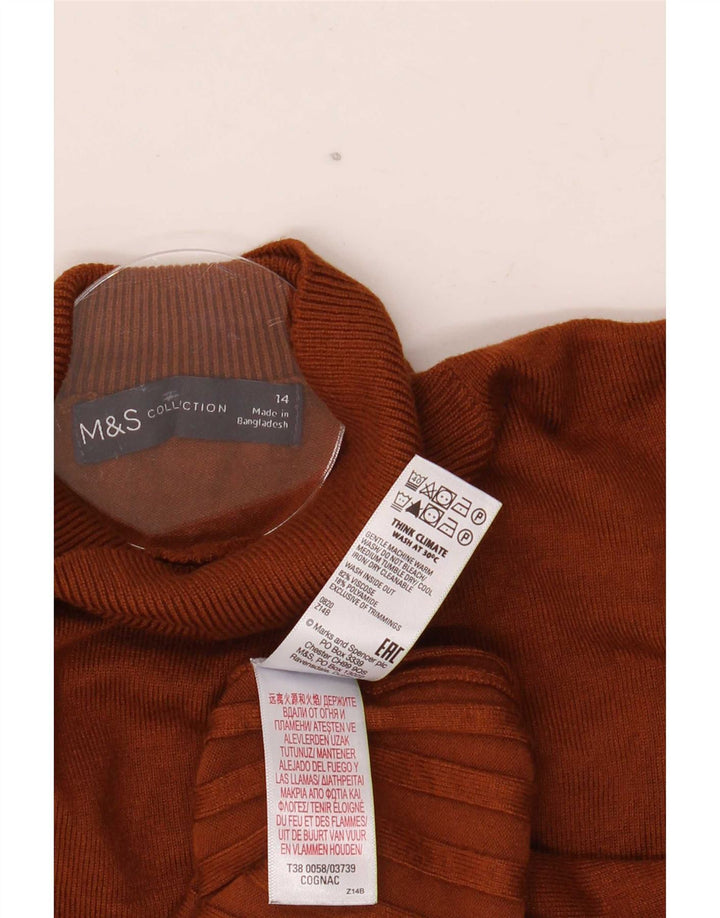 Marks & Spencer Jersey con Cuello Alto para Mujer UK 44 Large Viscosa marrón
