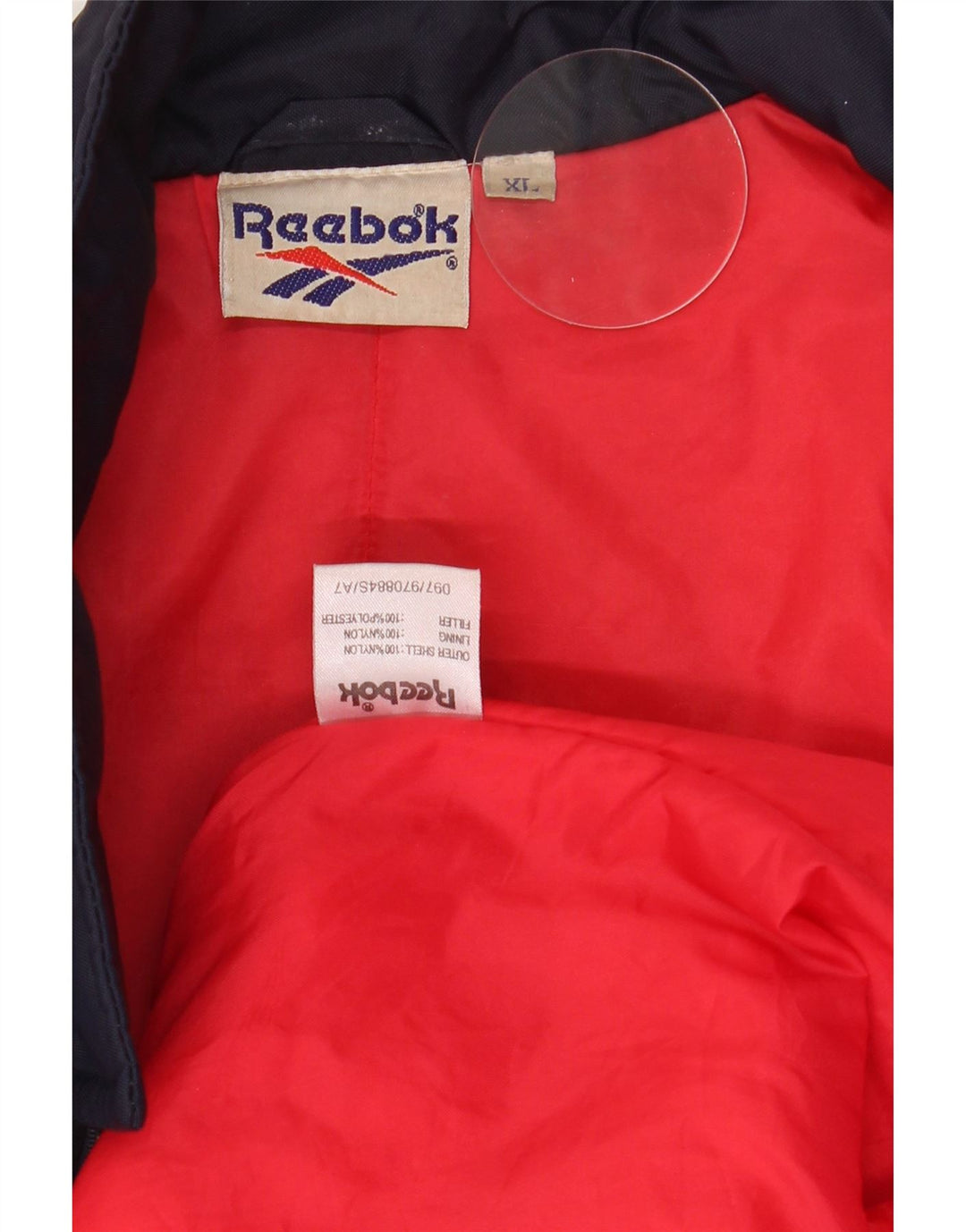 Reebok Chaqueta bomber gráfica para hombre UK 42 XL Nylon azul marino