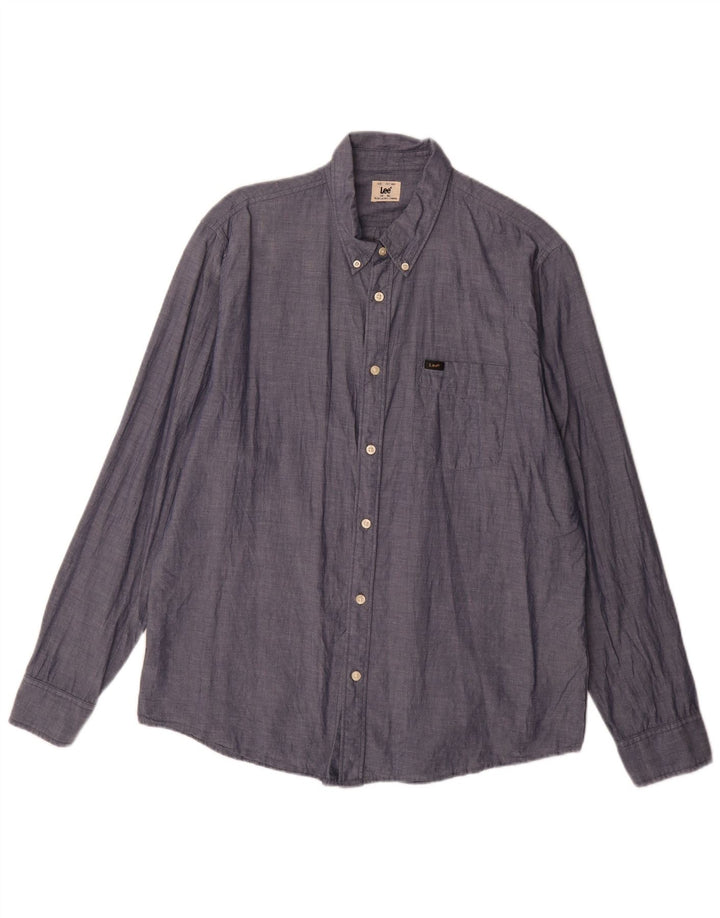 Camisa Lee Hombre XL Azul Marino Algodón