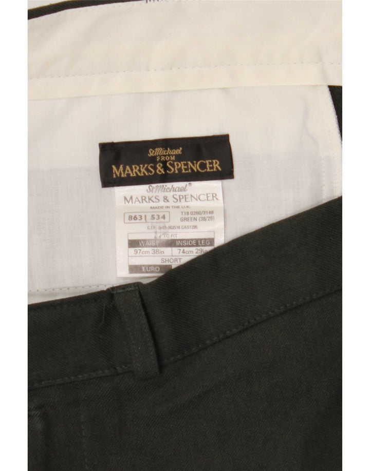 Marks & Spencer Pantalón chino recto para hombre W38 L29 Poliéster verde