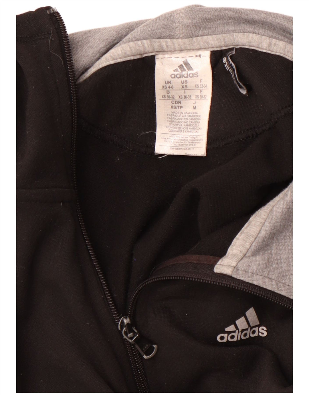 ADIDAS Climalite Zip Sudadera con capucha para mujer UK 4/6 XS Negro Poliéster