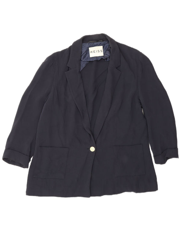 Reiss Chaqueta tipo blazer con 1 botón y manga 3/4 para mujer UK 46 Large Azul marino