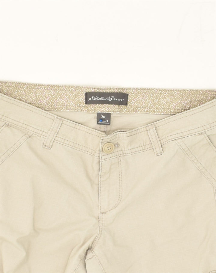 EDDIE BAUER Womens Crop Cargo Trousers US 4 Small W30 L22 Off White Cotton | Vintage Eddie Bauer | Thrift | Second-Hand Eddie Bauer | Used Clothing | Messina Hembry 