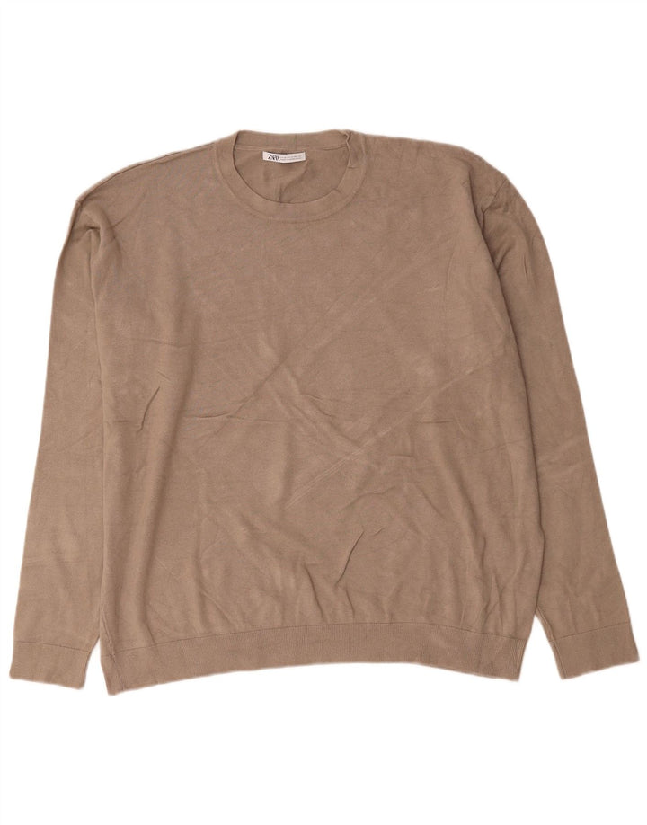 Zara Hombre Jersey Cuello Redondo Jersey XL Gris Viscosa