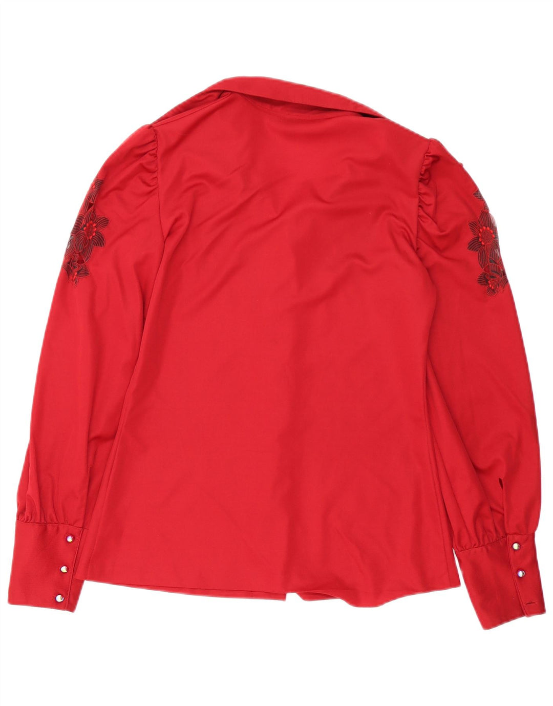 Blusa vintage para mujer IT 48 XL Poliéster floral rojo