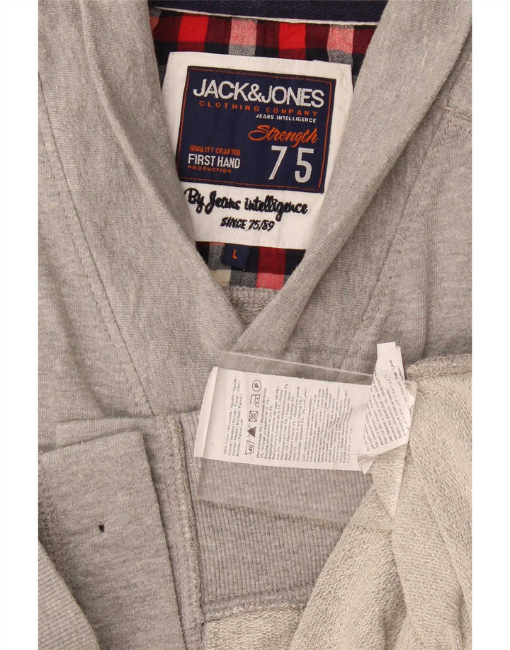 Jack & Jones - Cárdigan para hombre de algodón gris grande