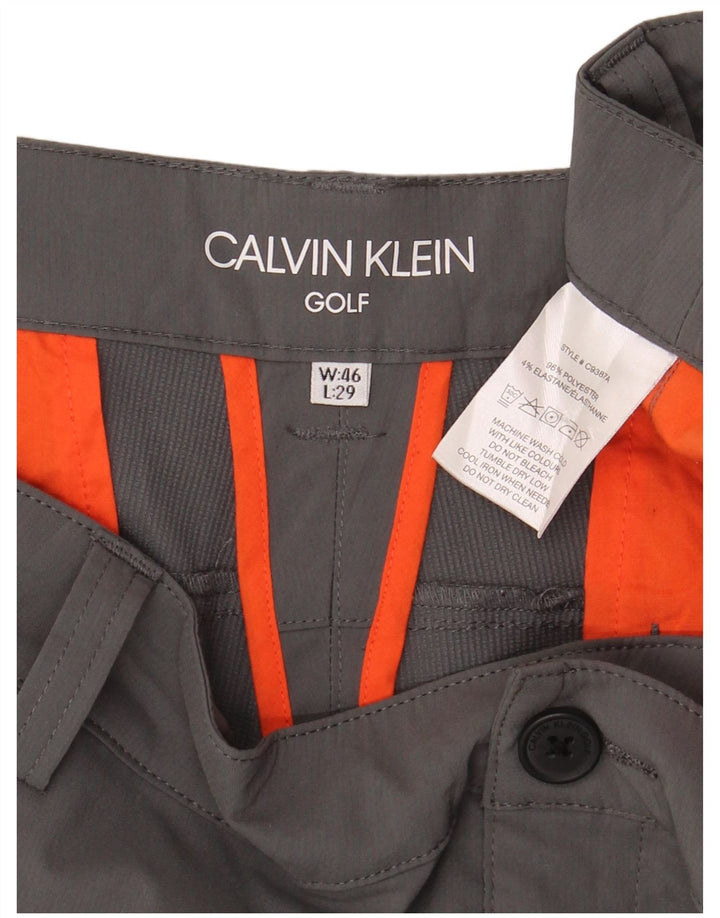 Pantalones chinos rectos de golf para hombre Calvin Klein W46 L29 Poliéster gris