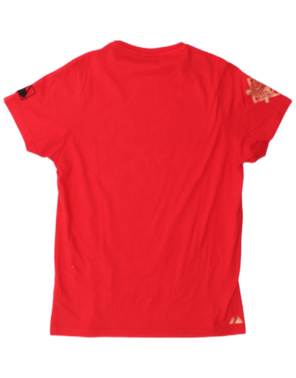 Adidas Mens New York Yankees Graphic Camiseta Top Medio Rojo Algodón