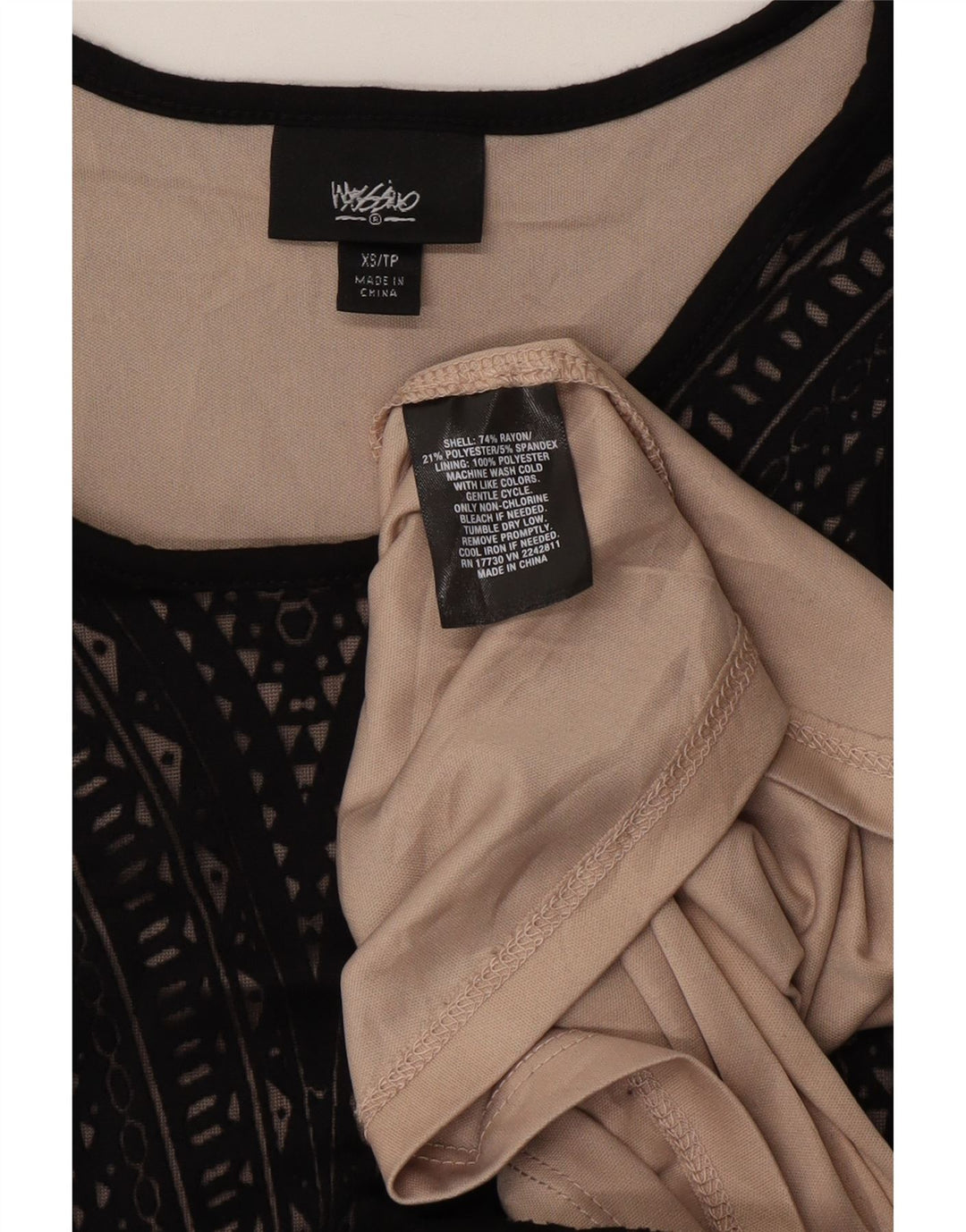 MOSSIMO Vestido ajustado sin mangas para mujer UK 6 XS Rayón geométrico negro