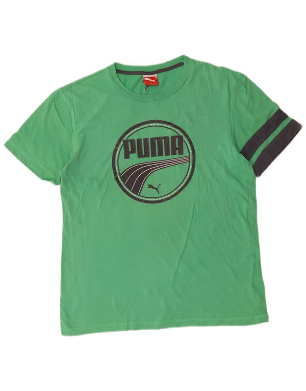 Puma Camiseta Gráfica De Algodón Con Bloques De Color Verde Medio Para Hombre