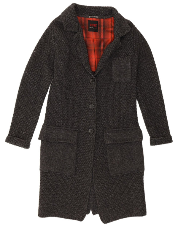 RIFLE Abrigo de punto para mujer UK 10 Small Grey Lambswool