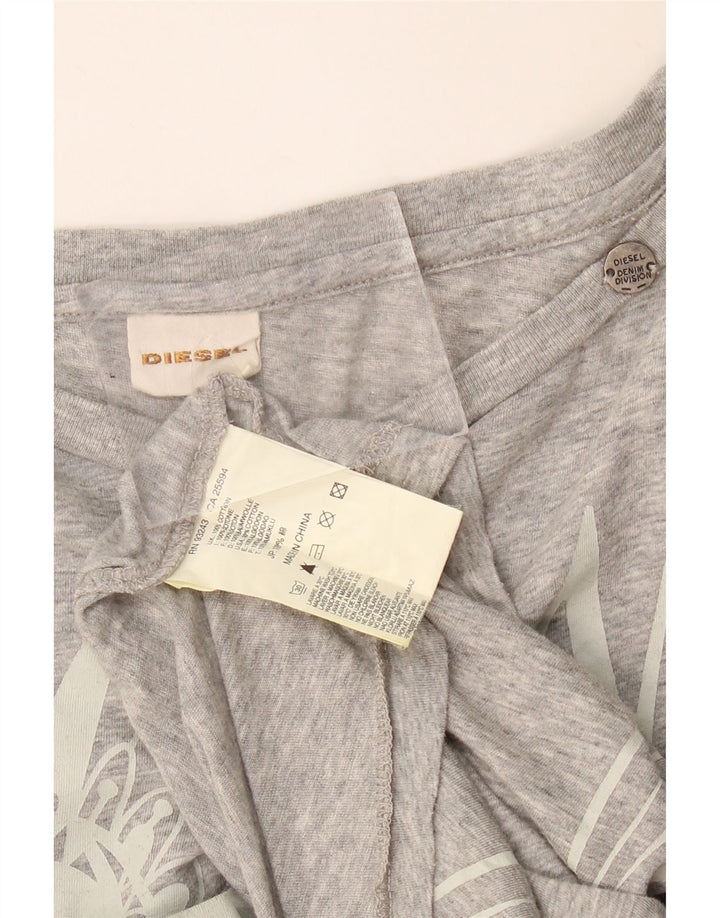 Diesel Mujer Camiseta Gráfica Extragrande UK 44 Algodón Gris Medio