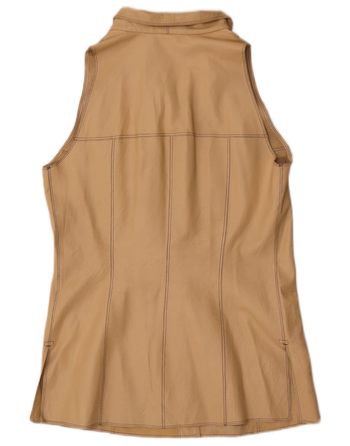 Chaleco de cuero vintage para mujer IT 44 Cuero beige medio