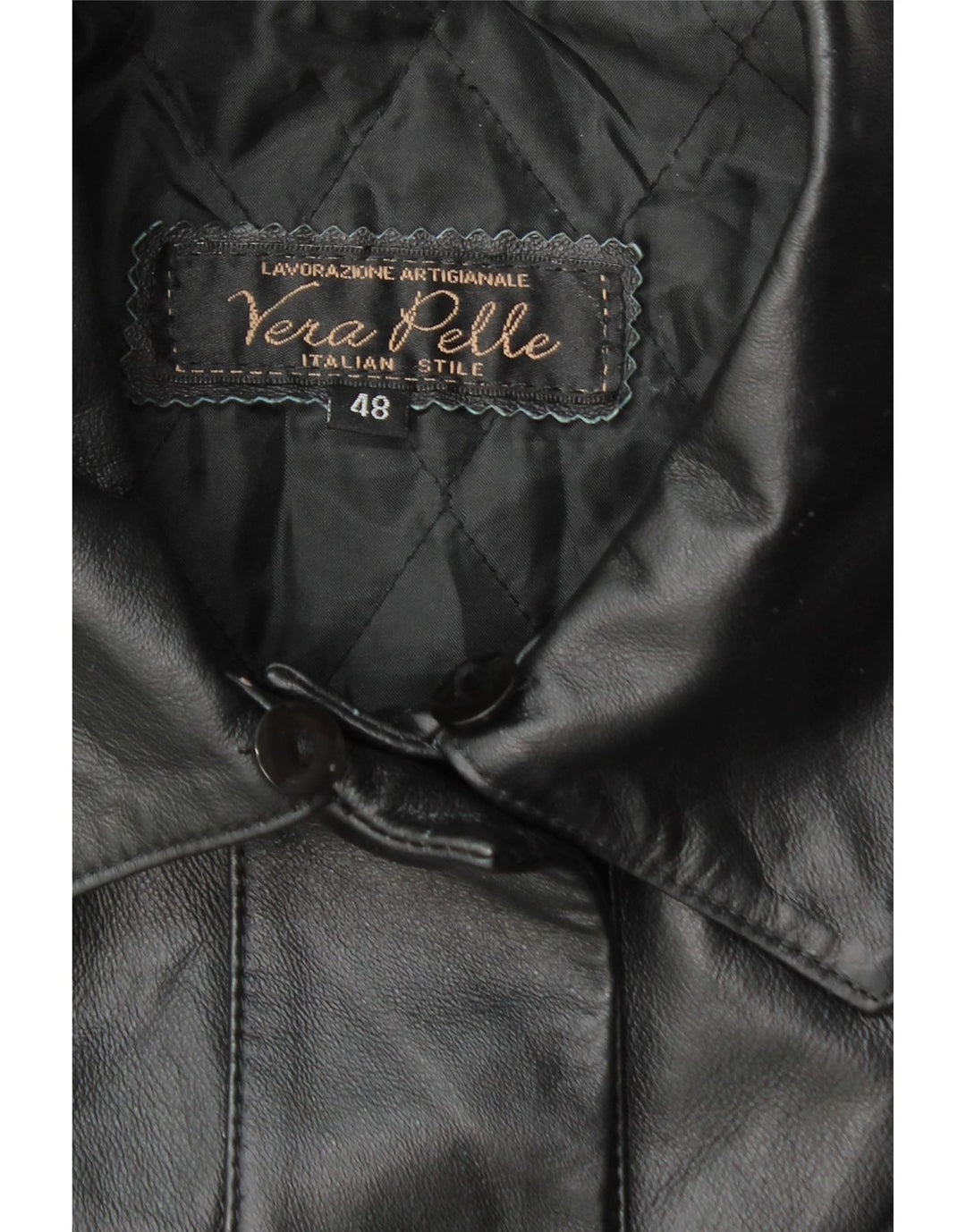 Abrigo de cuero vintage para mujer IT 48 XL cuero negro