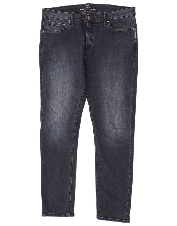 Marks & Spencer Jeans ajustados para hombre W36 L33 Algodón azul marino
