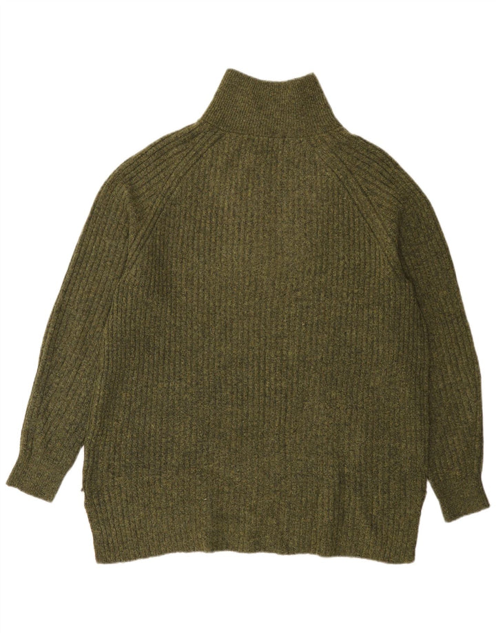 Marks & Spencer Jersey con cuello y cremallera para hombre, acrílico verde grande