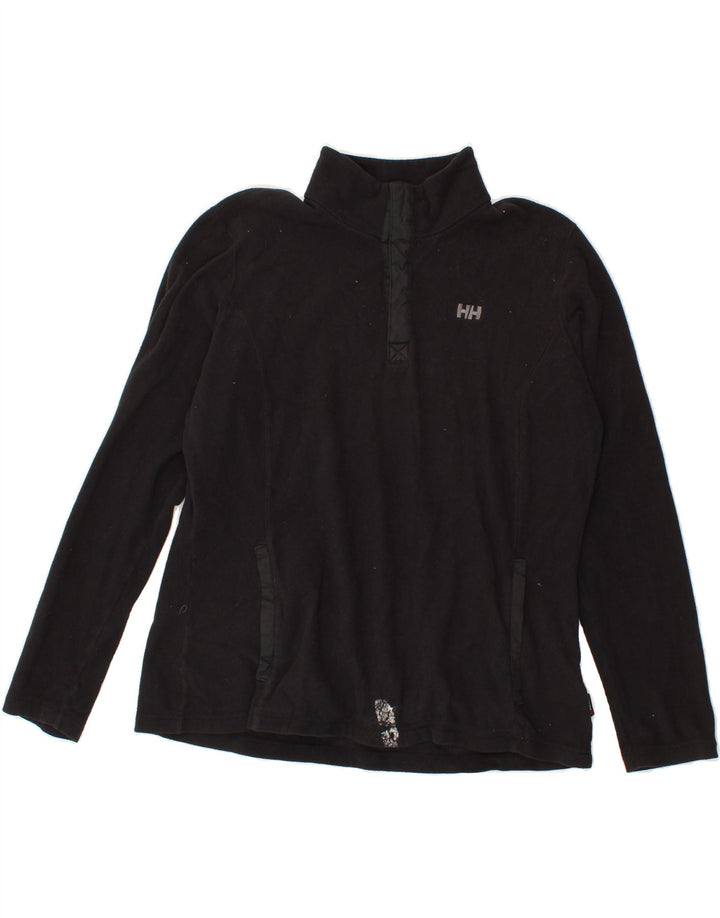 HELLY HANSEN Womens Button Neck Fleece Jumper UK 18 XL Black Polyester Vintage Helly Hansen and Second-Hand Helly Hansen from Messina Hembry 