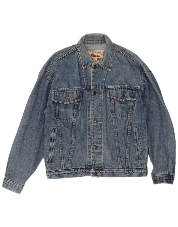 Vintage hombres chaqueta de mezclilla Reino Unido 38 algodón azul medio