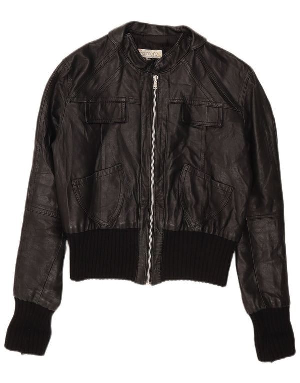 Bata and More Chaqueta de cuero corta para mujer IT 46 Large Black