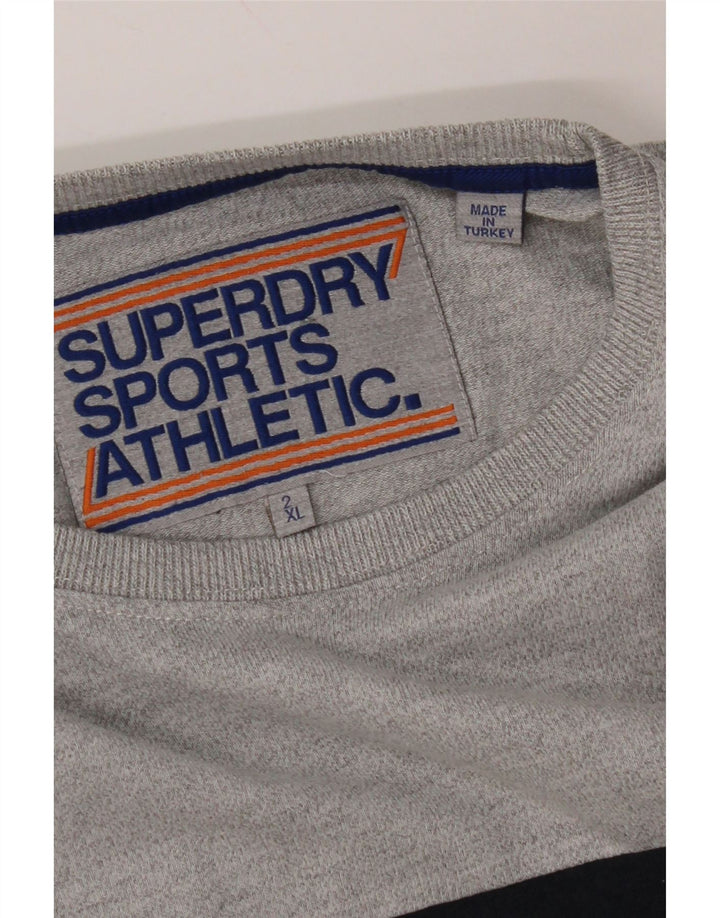 SUPERDRY Camiseta gráfica para mujer Top 2XL Gris Colorblock